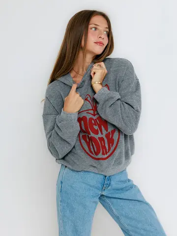 Sunny Somewhere Big Apple NY - Classic Hoodie Heather Grey