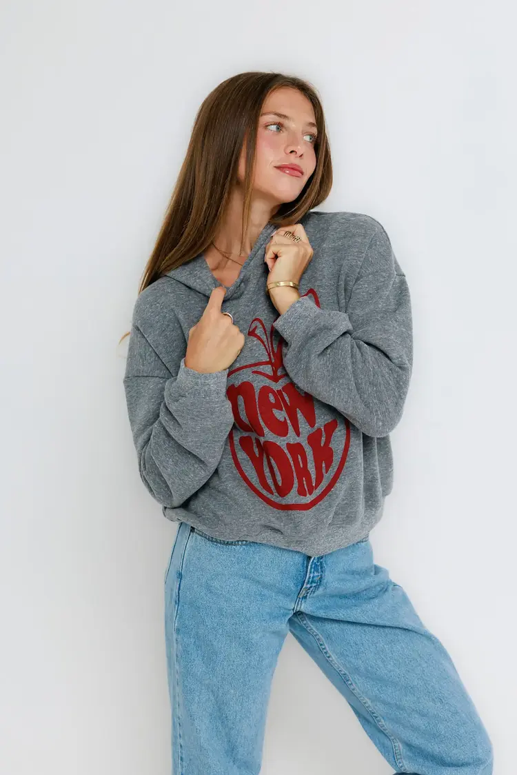 Sunny Somewhere Big Apple NY - Classic Hoodie Heather Grey