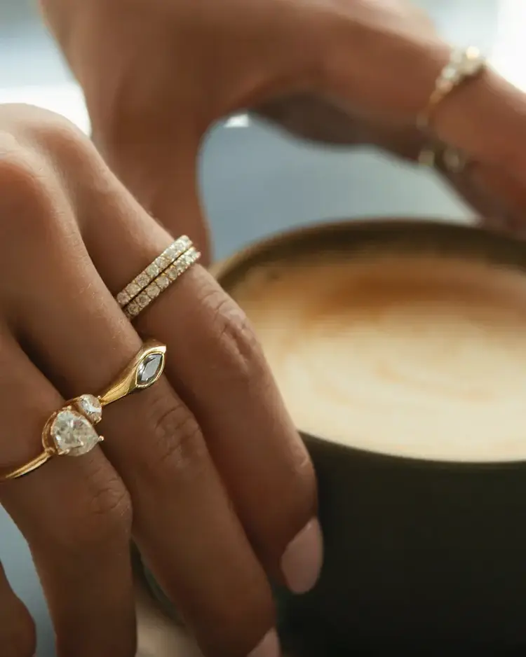 Leah Alexandra Eternity Bold Band Ring 14K Gold Vermeil Moissanite