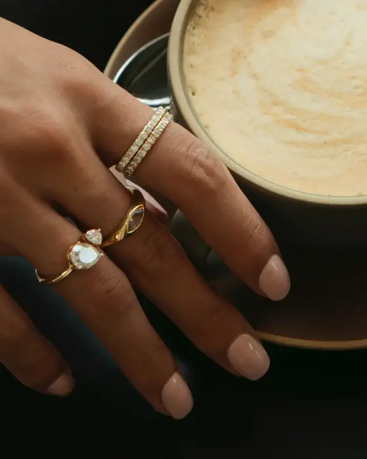 Leah Alexandra Eternity Bold Band Ring 14K Gold Vermeil Moissanite