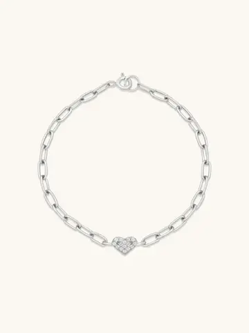 Leah Alexandra Heart Pave Bracelet Silver & Cubic Zirconia
