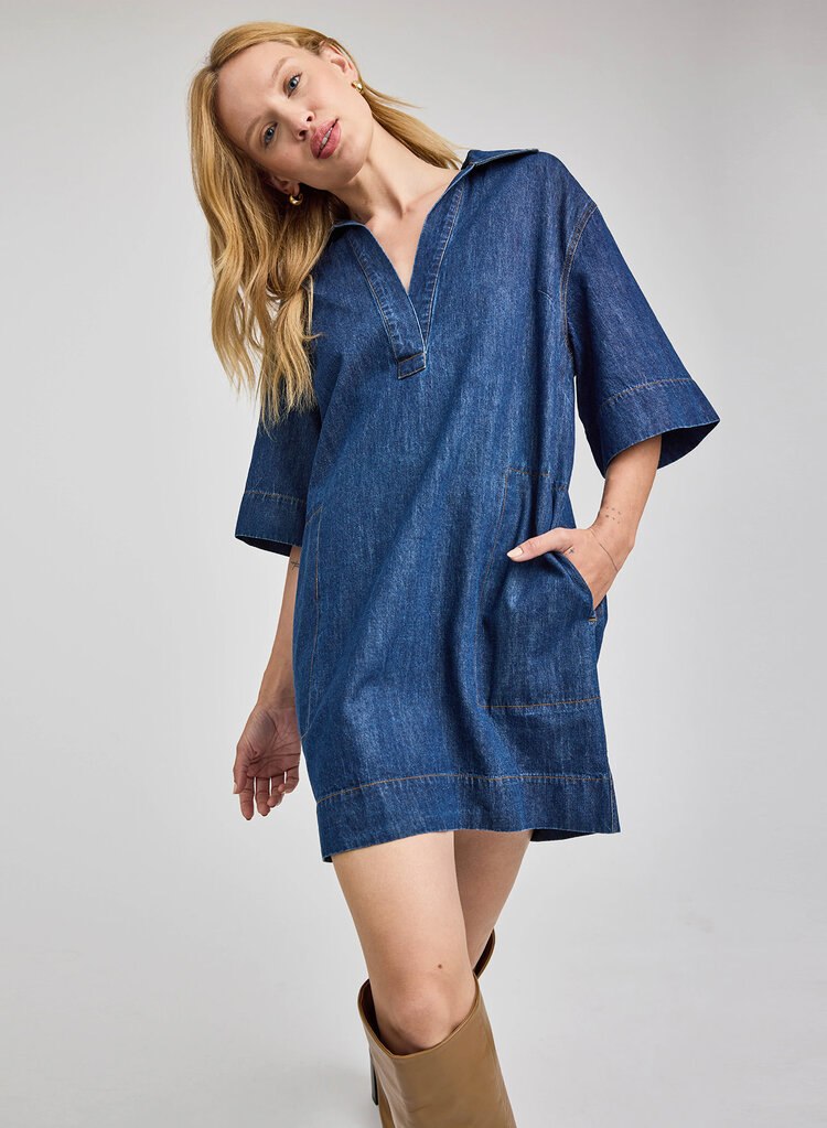 Gentle Fawn Evelina Mini Dress Dark Wash