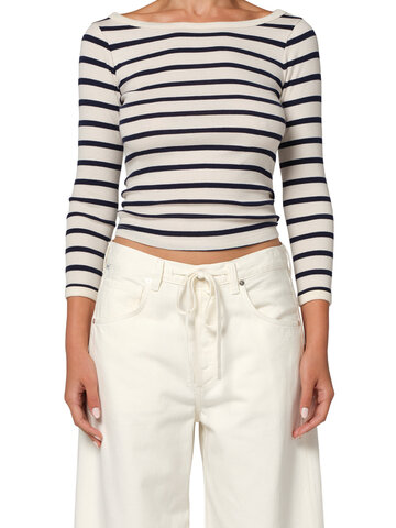 Citizens of Humanity Boat Neck Slim Tee in Azure Stripe