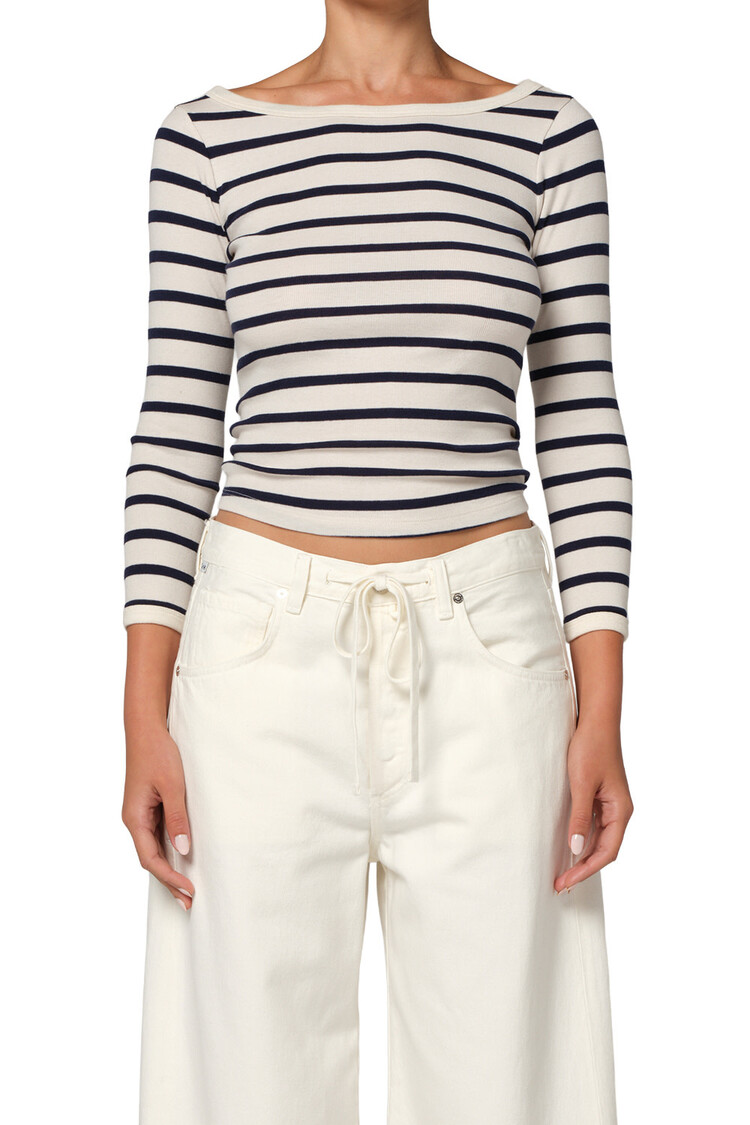 Citizens of Humanity Boat Neck Slim Tee in Azure Stripe