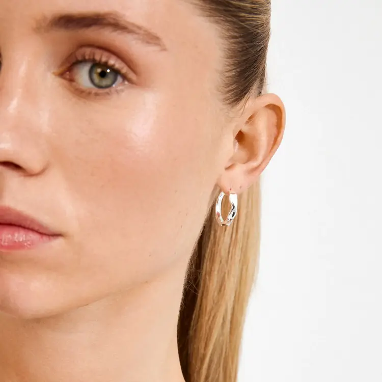 Pilgrim Jewellery EMBER Hoop Earrings Silver Plated 20mm