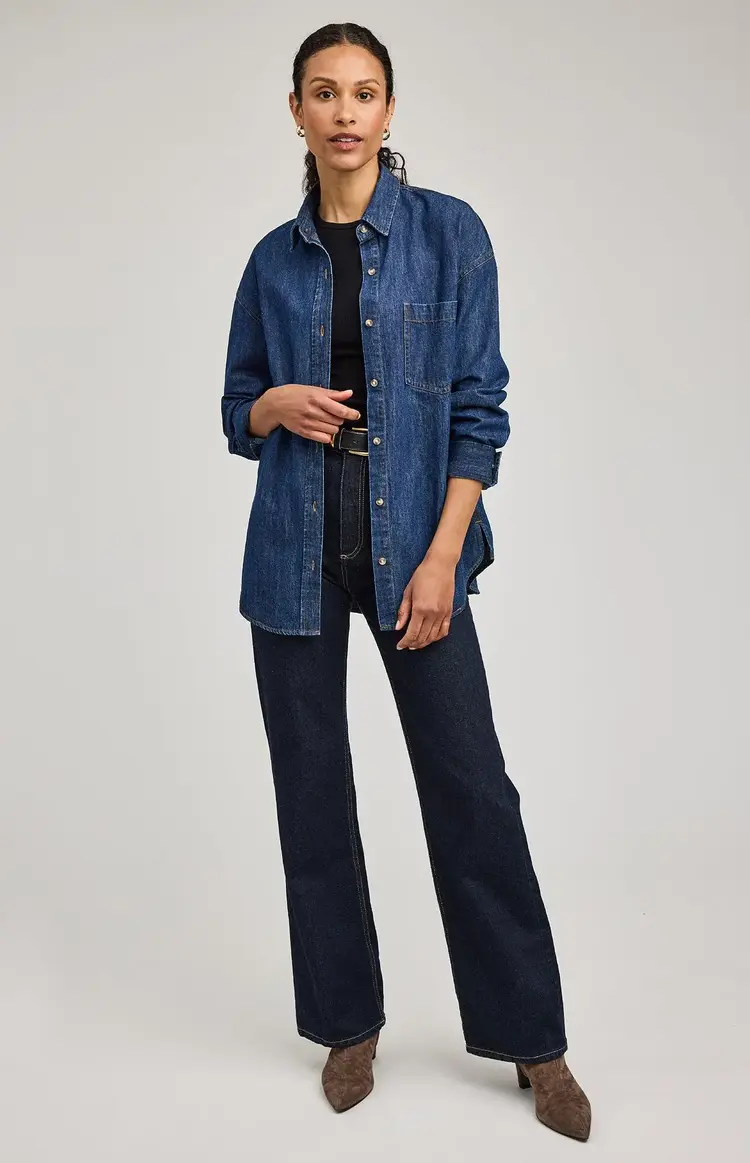 Gentle Fawn Whitney Denim Button Down Shirt Dark Wash