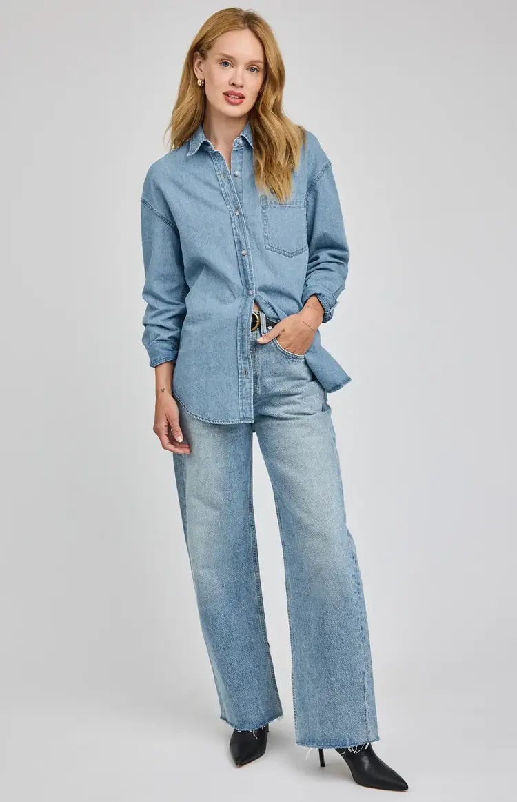 Gentle Fawn Whitney Denim Button Down Shirt Light Wash