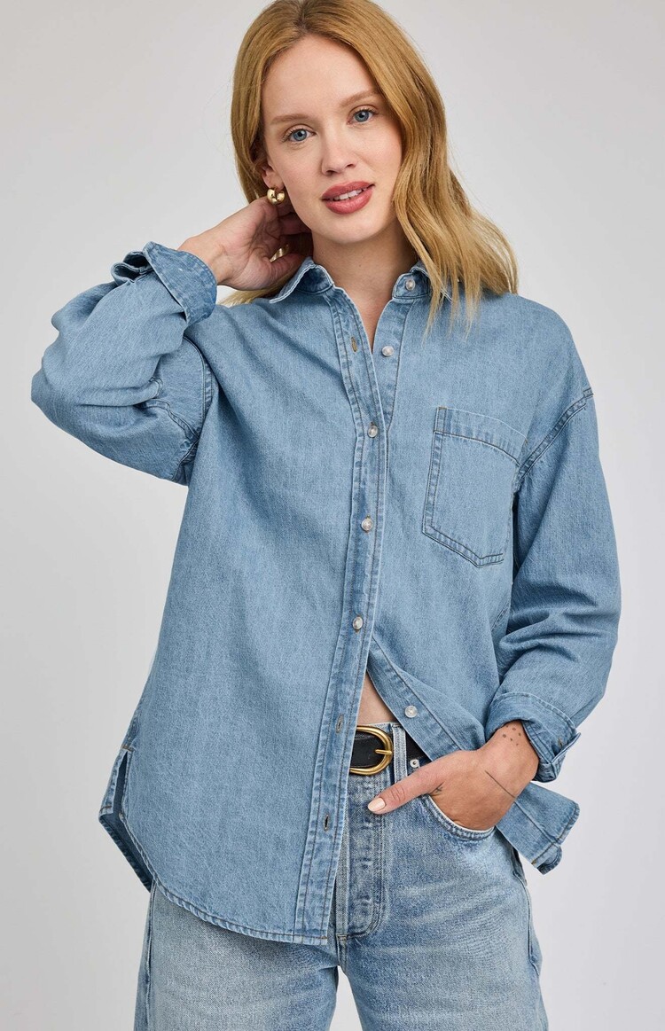 Gentle Fawn Whitney Denim Button Down Shirt Light Wash