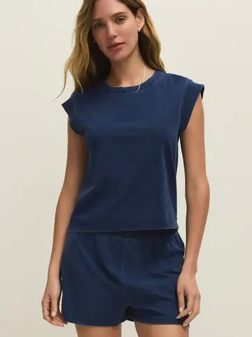 ZSupply Camino Jersey Denim Top Indigo