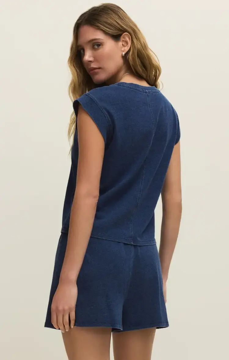 ZSupply Camino Jersey Denim Top Indigo