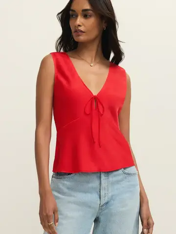 ZSupply Luana Luxe Satin Top Kiss Me Red