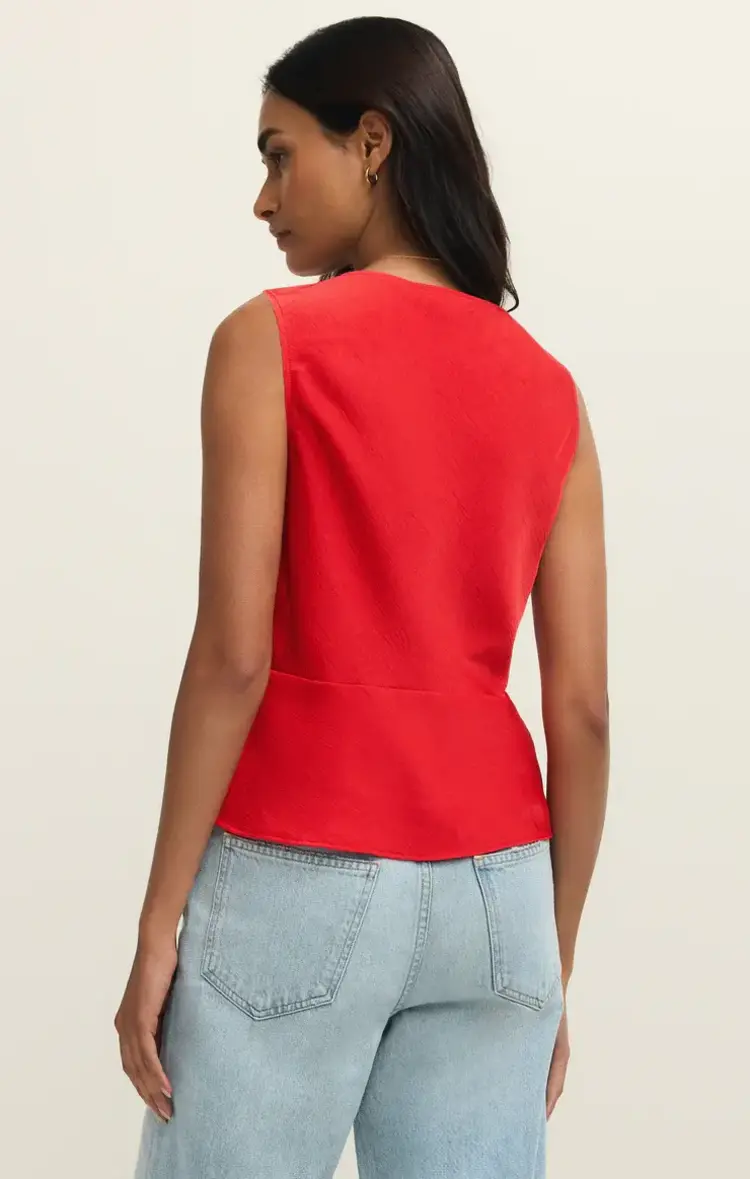 ZSupply Luana Luxe Satin Top Kiss Me Red