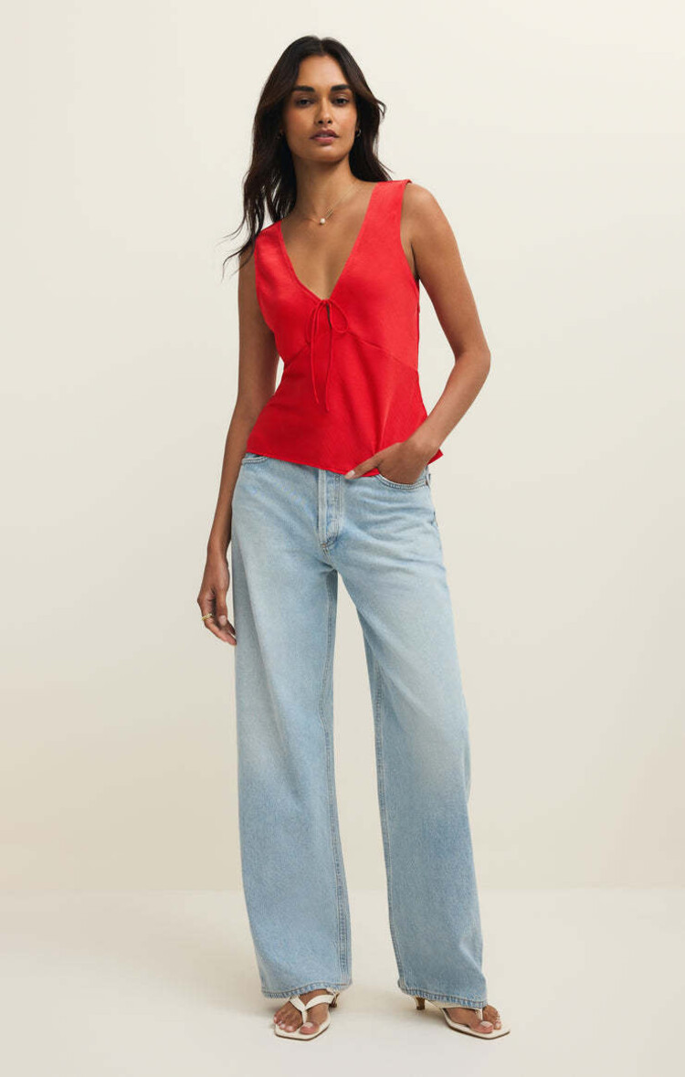 ZSupply Luana Luxe Satin Top Kiss Me Red