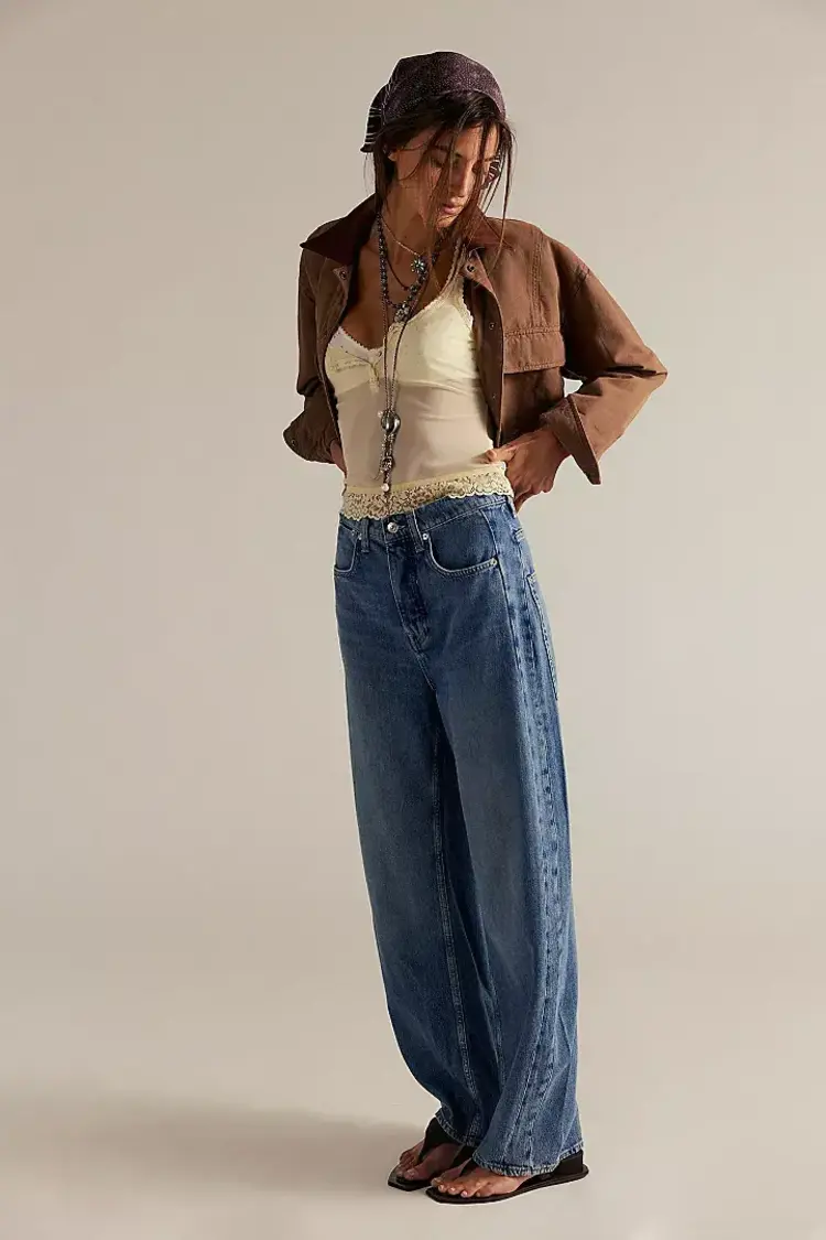 Free People Truro Baggy Puddle Jean Water Stoned Blue