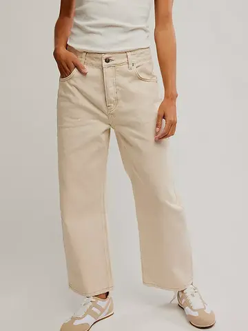 Free People Deep Trance Dropped Boyfriend Jeans Casual Khaki