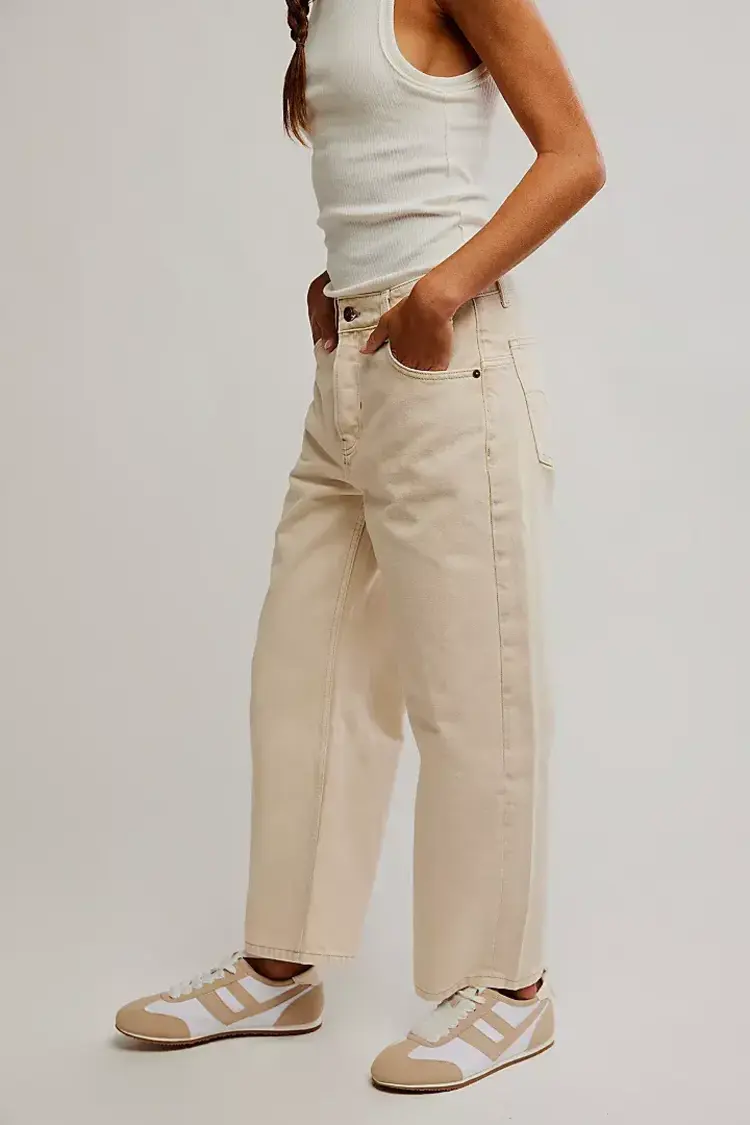 Free People Deep Trance Dropped Boyfriend Jeans Casual Khaki