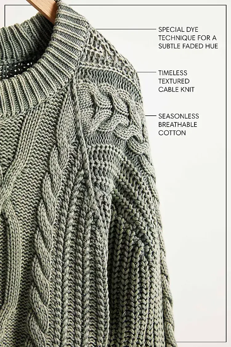 Free People Frankie Cable Sweater Black