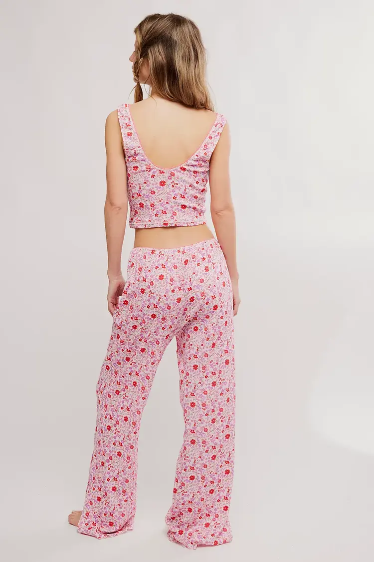 Free People Fresh In Love Lounge Set Pink Chalk Combo