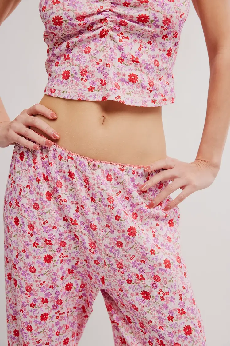 Free People Fresh In Love Lounge Set Pink Chalk Combo