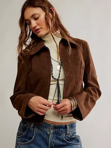 Free People River Vegan Jacket Double Espresso