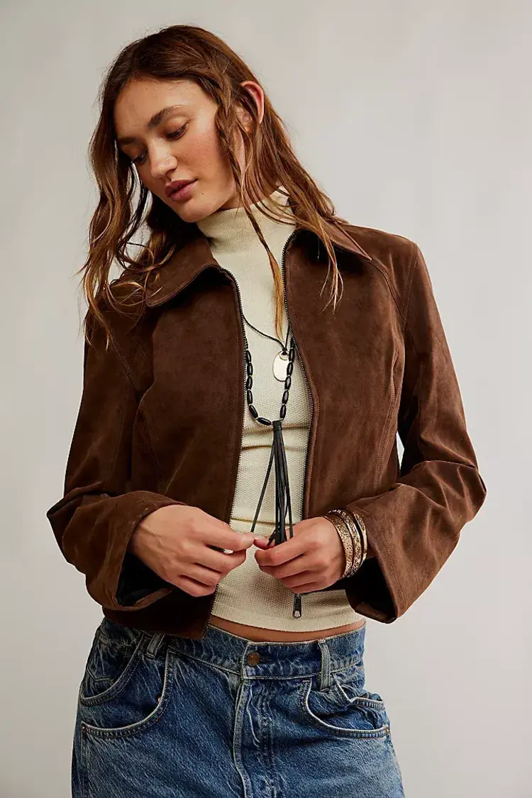 Free People River Vegan Jacket Double Espresso