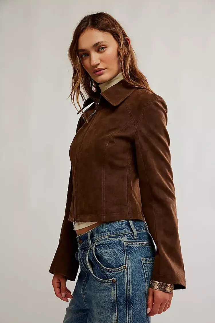 Free People River Vegan Jacket Double Espresso