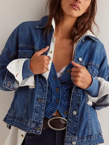 Free People Opal Swing Denim Jacket Got The Blues