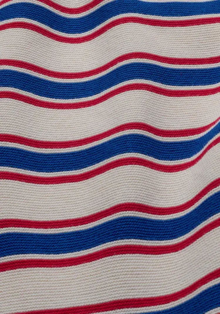 Armedangels MERINAA Stripes Knit Sweater Oatmilk-Mars Red-Dynamo Blue