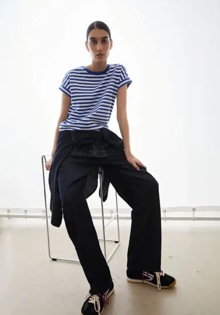 Armedangels IDAARA Stripes Shirts White-Dynamo Blue