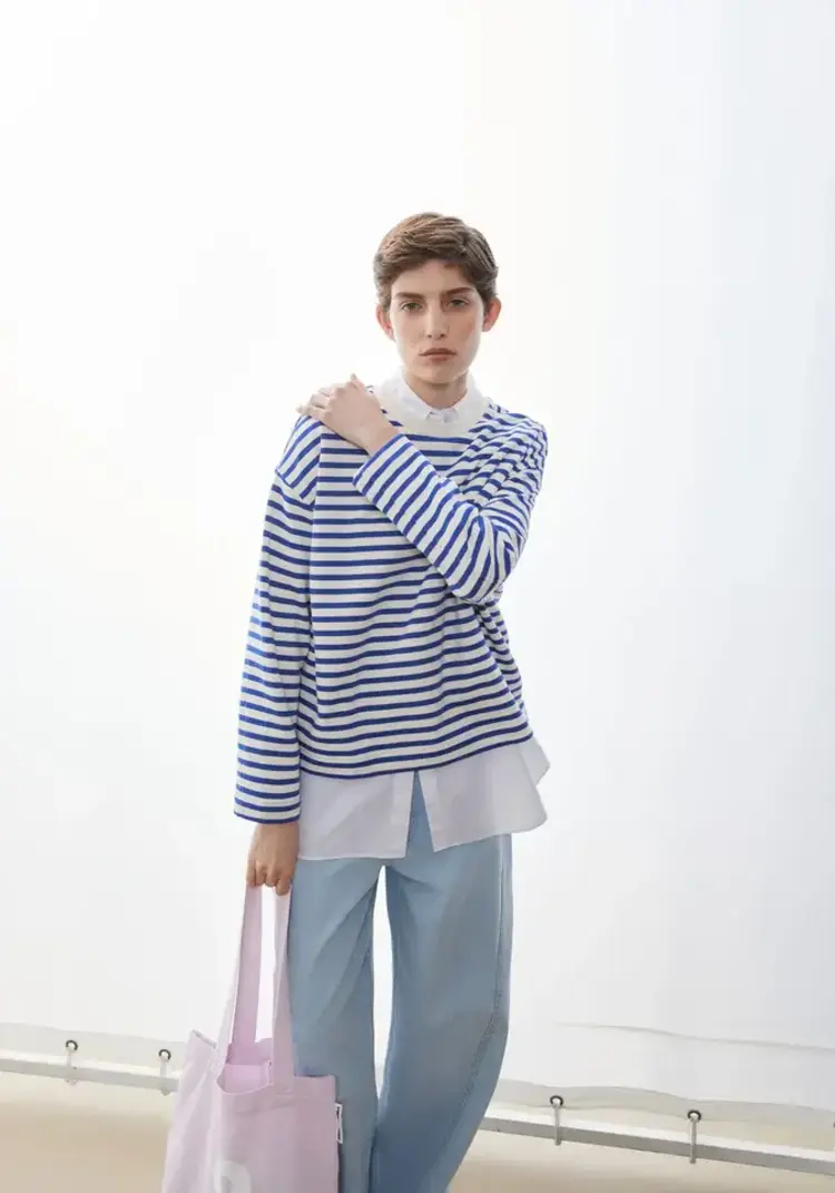 Armedangels FRANKAA Maarlen Stripe Sweatshirt Undyed-Dynamo Blue