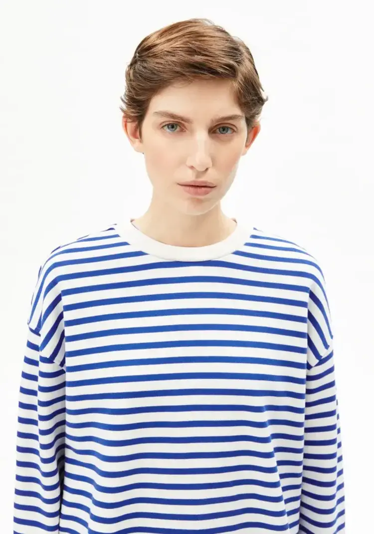 Armedangels FRANKAA Maarlen Stripe Sweatshirt Undyed-Dynamo Blue