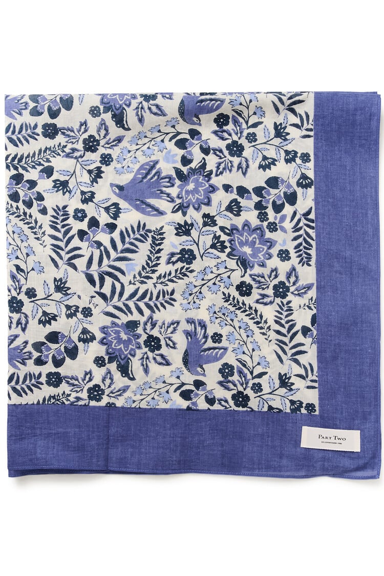 Part Two Phi Scarf Blue Bird Print