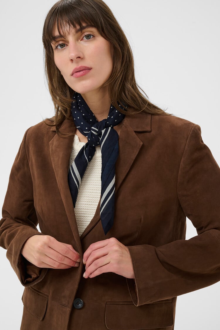 Part Two Phi Scarf Dark Navy Dot Print