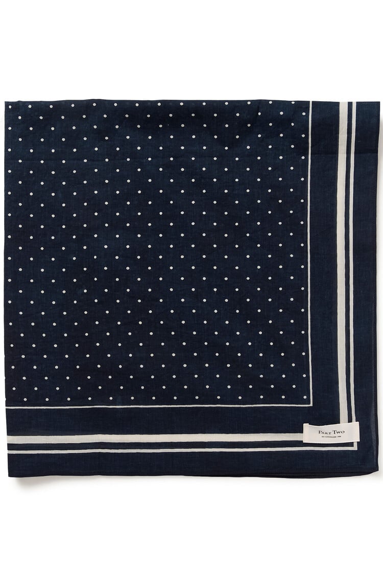 Part Two Phi Scarf Dark Navy Dot Print