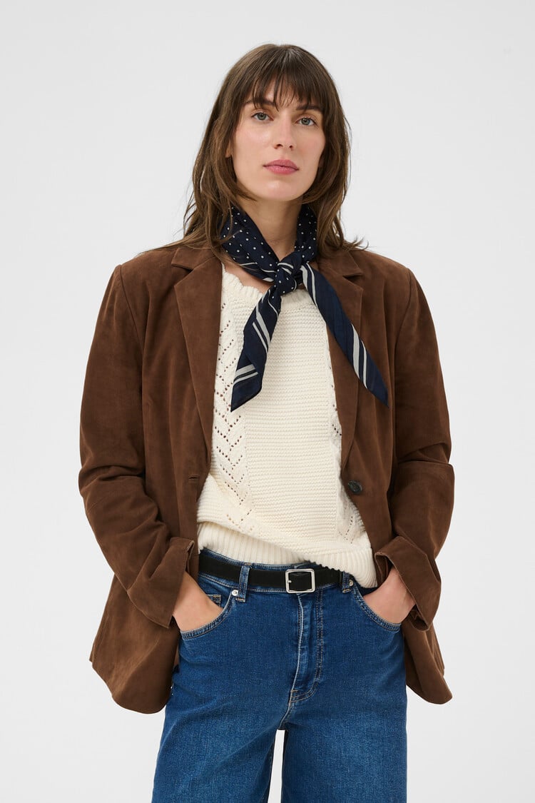 Part Two Phi Scarf Dark Navy Dot Print