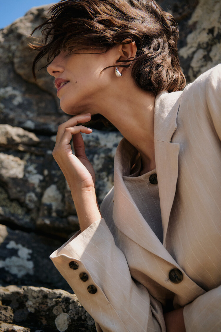 Part Two Alita Blazer Neutral Pinstripe