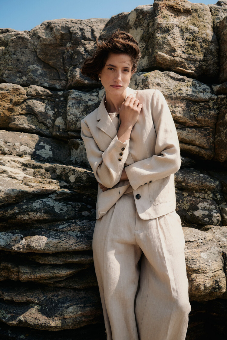 Part Two Alita Blazer Neutral Pinstripe