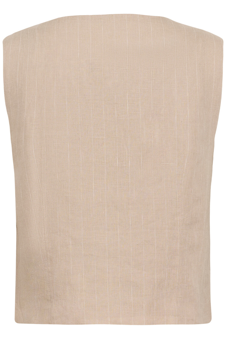 Part Two Azania Waistcoat Neutral Pinstripe