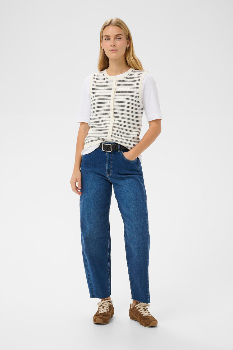 Part Two Gemma Waistcoat Dark Navy Twin Stripe