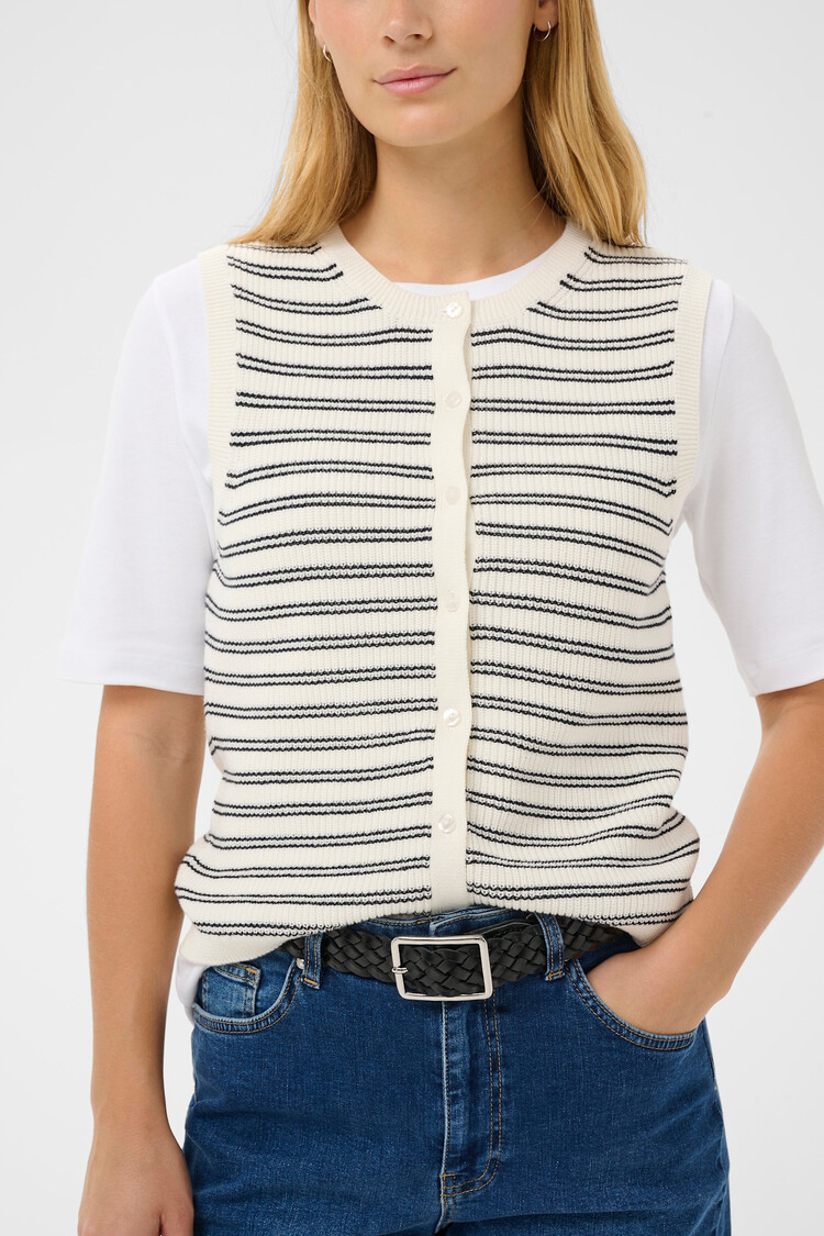 Part Two Gemma Waistcoat Dark Navy Twin Stripe