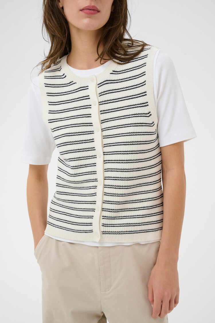 Part Two Gemma Waistcoat Dark Navy Twin Stripe