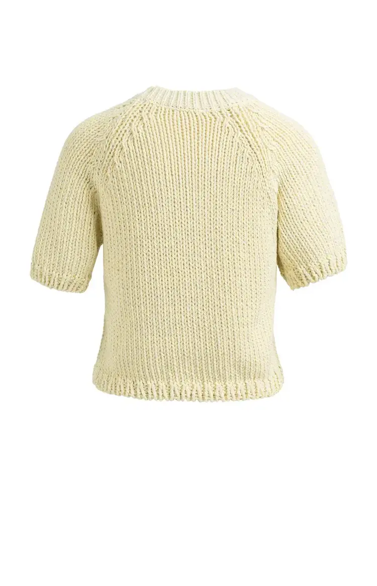Yaya Heavy Yarn Sweater Short Sleeve Reed Yellow Dessin