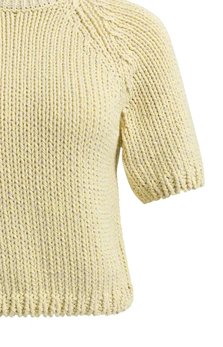 Yaya Heavy Yarn Sweater Short Sleeve Reed Yellow Dessin