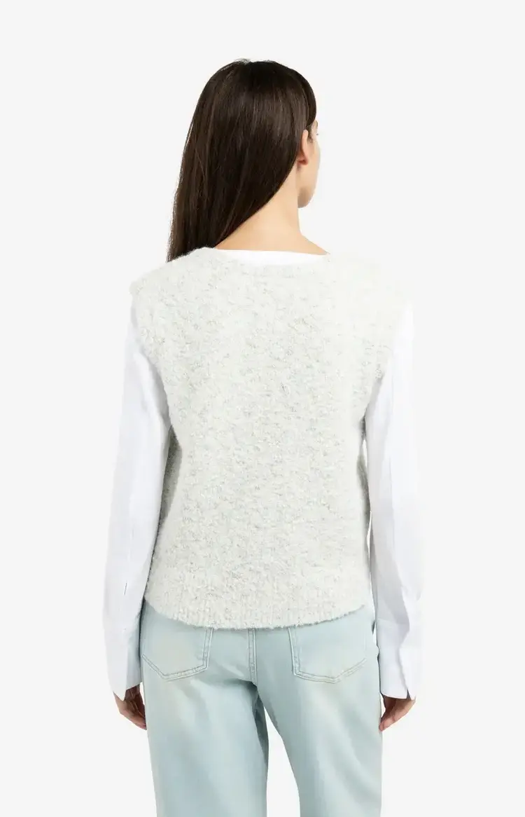 Yaya Boucle with Color Naps Sleeveless Cardigan Off White Dessin