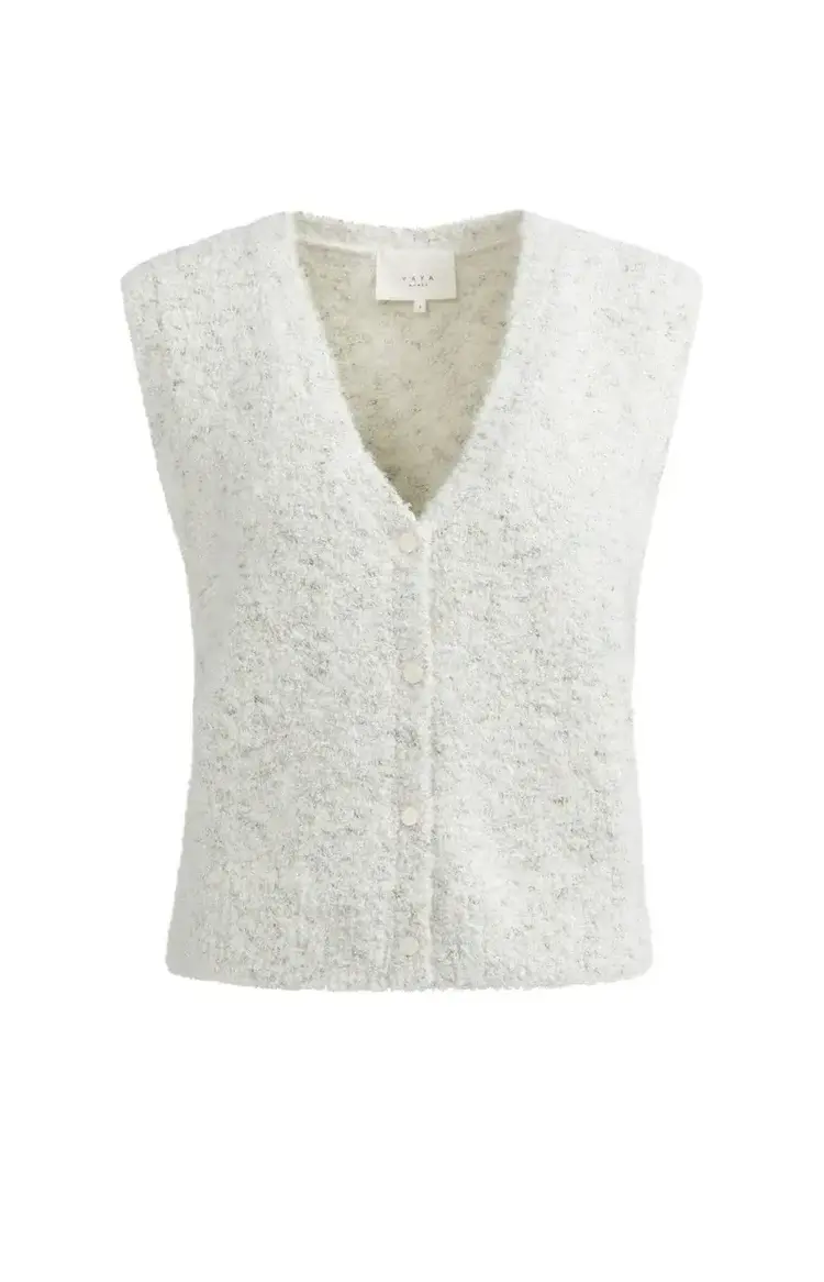 Yaya Boucle with Color Naps Sleeveless Cardigan Off White Dessin