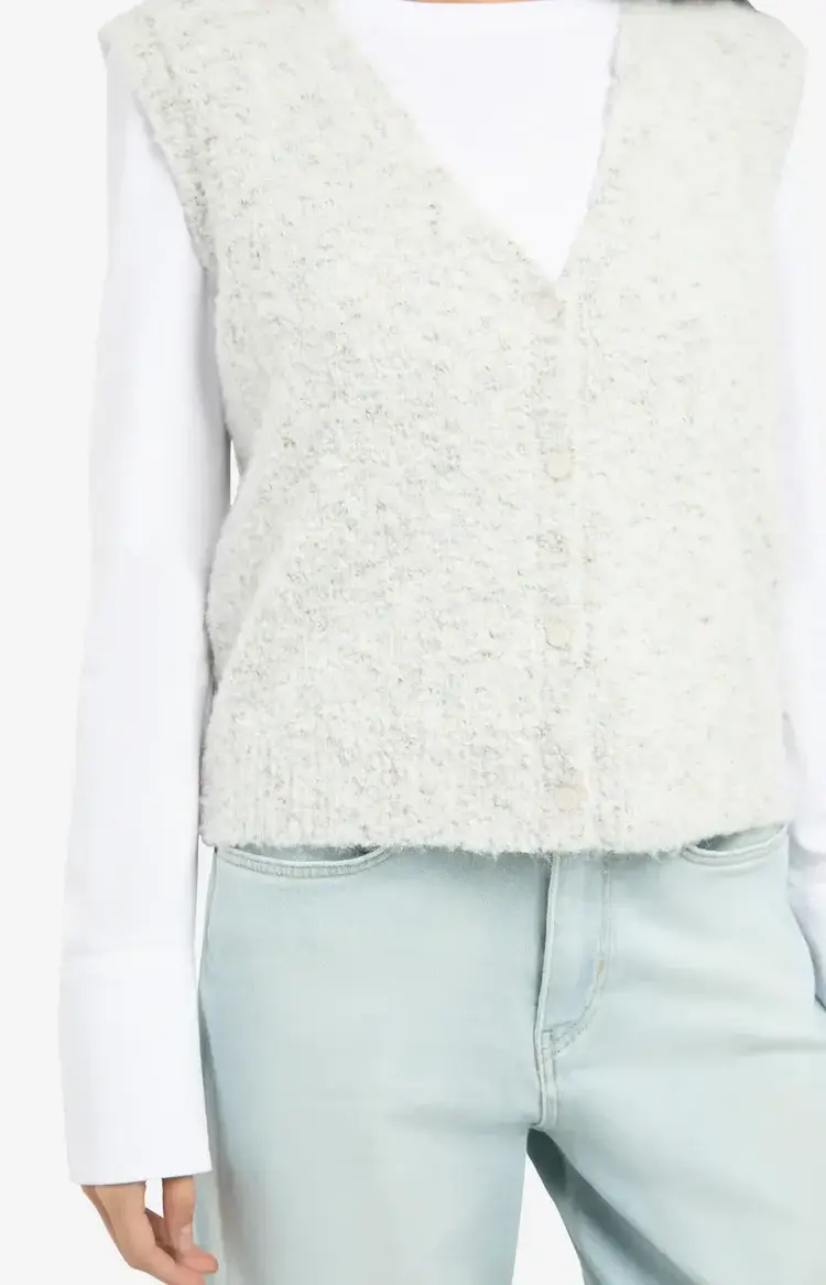 Yaya Boucle with Color Naps Sleeveless Cardigan Off White Dessin