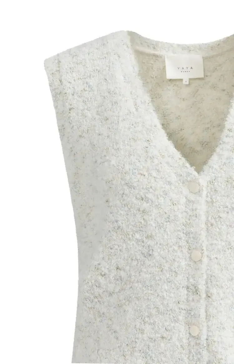 Yaya Boucle with Color Naps Sleeveless Cardigan Off White Dessin