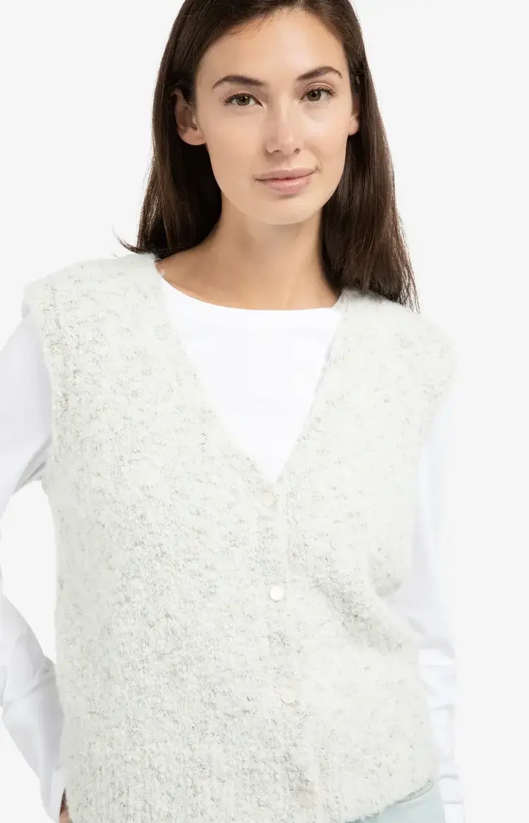 Yaya Boucle with Color Naps Sleeveless Cardigan Off White Dessin