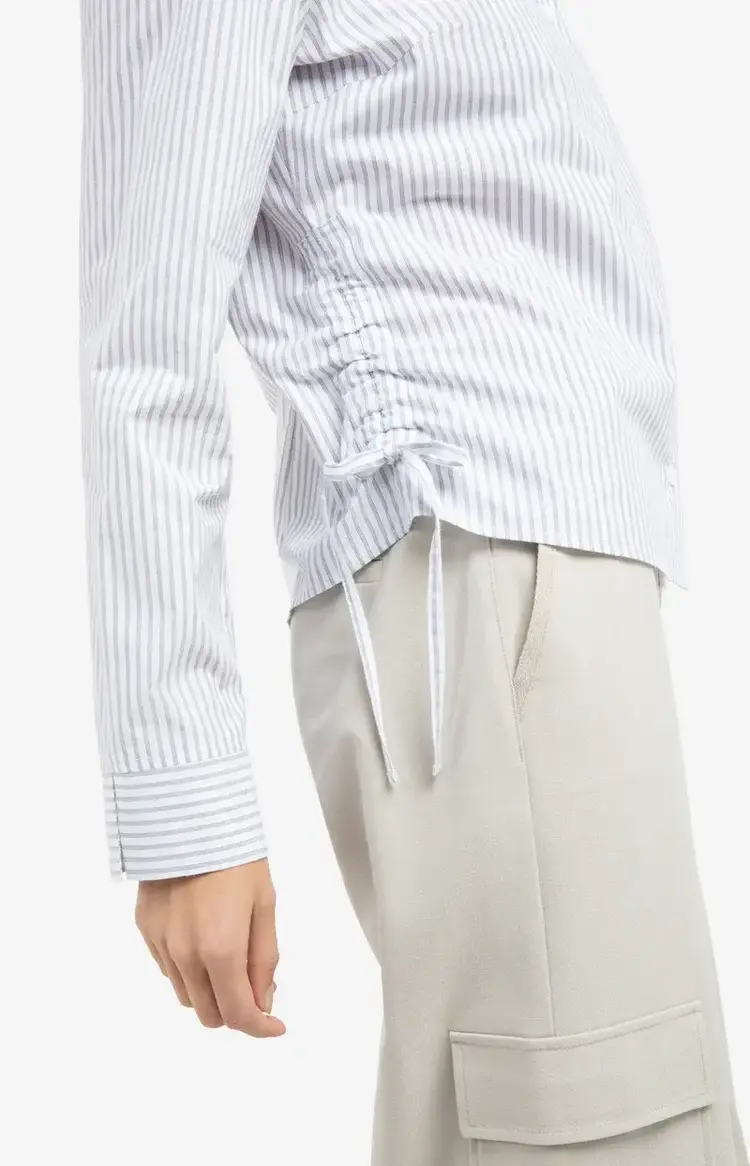 Yaya Fitted Blouse with Side Drawstrings Iron Grey Dessin