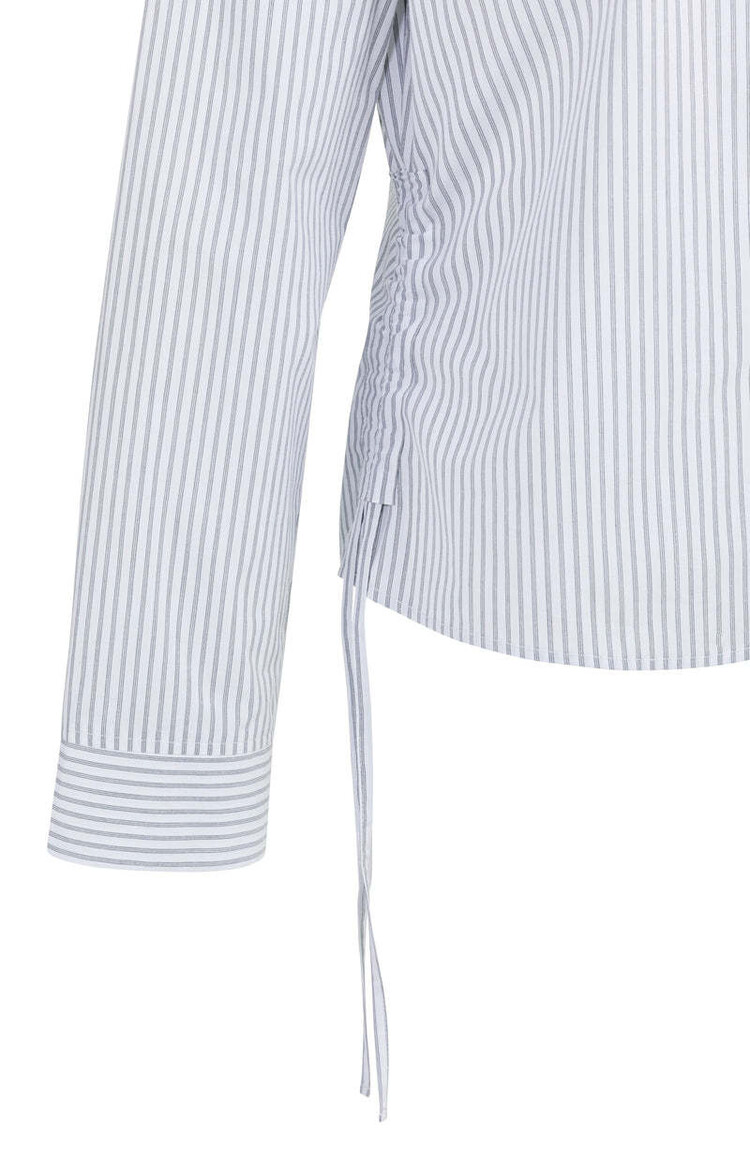 Yaya Fitted Blouse with Side Drawstrings Iron Grey Dessin